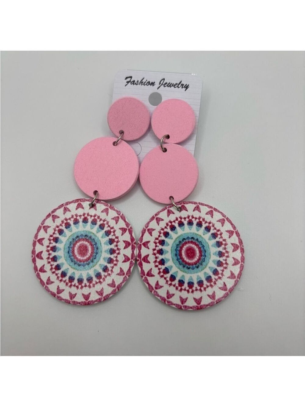 Pink and Multicolor Geometric Earrings